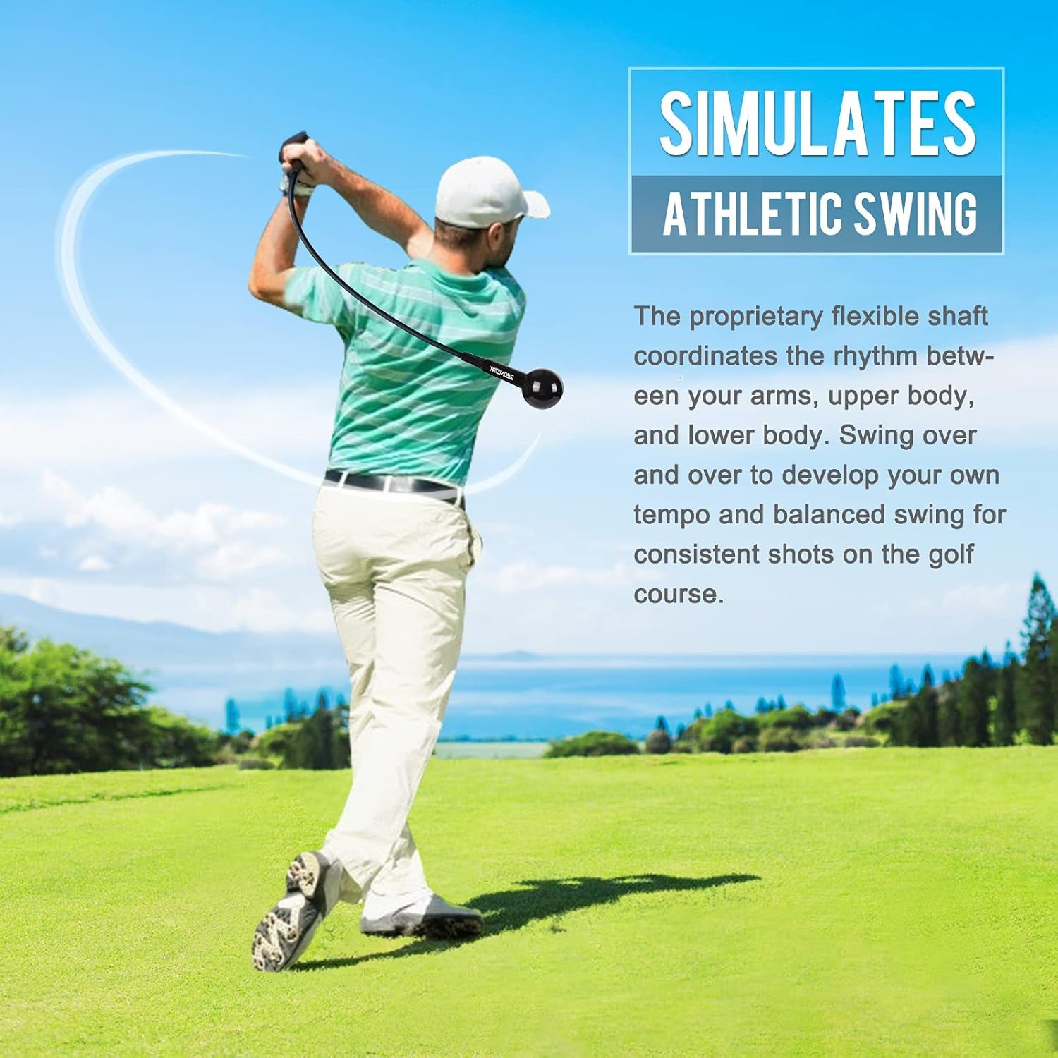 Golf Swing Trainer Aid - Golf Swing Training, Practice Warm-Up Stick for Strength,Rhythm, Flexibility, Tempo, and Balance Suit for Indoor & Outdoor (40 Inches, Black)
