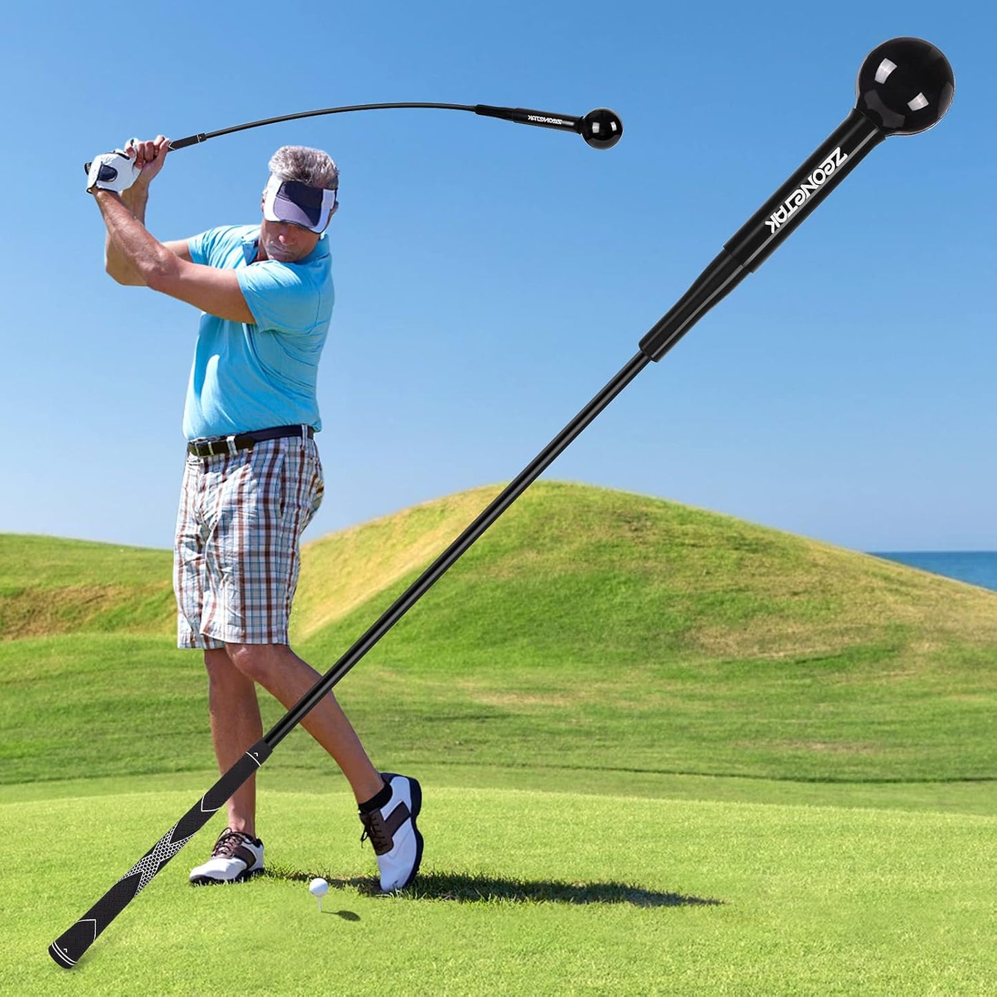Golf Swing Trainer Aid - Golf Swing Training, Practice Warm-Up Stick for Strength,Rhythm, Flexibility, Tempo, and Balance Suit for Indoor & Outdoor (40 Inches, Black)