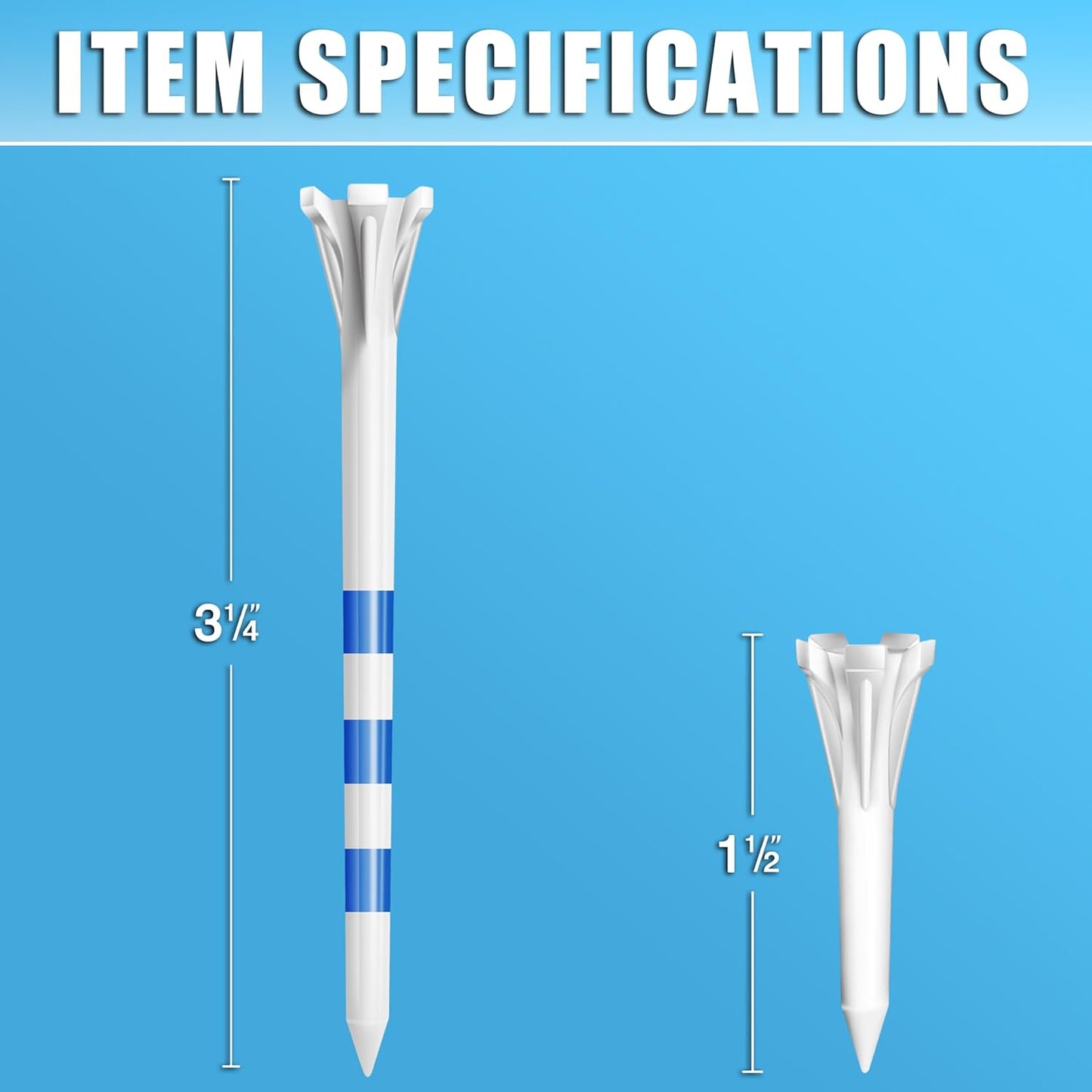 Advanced 5-Prong Plastic Golf Tees 100 Pack - 50% Ball Contact Surface Optimization with Longer Distance Performance Golf Tees Plastic