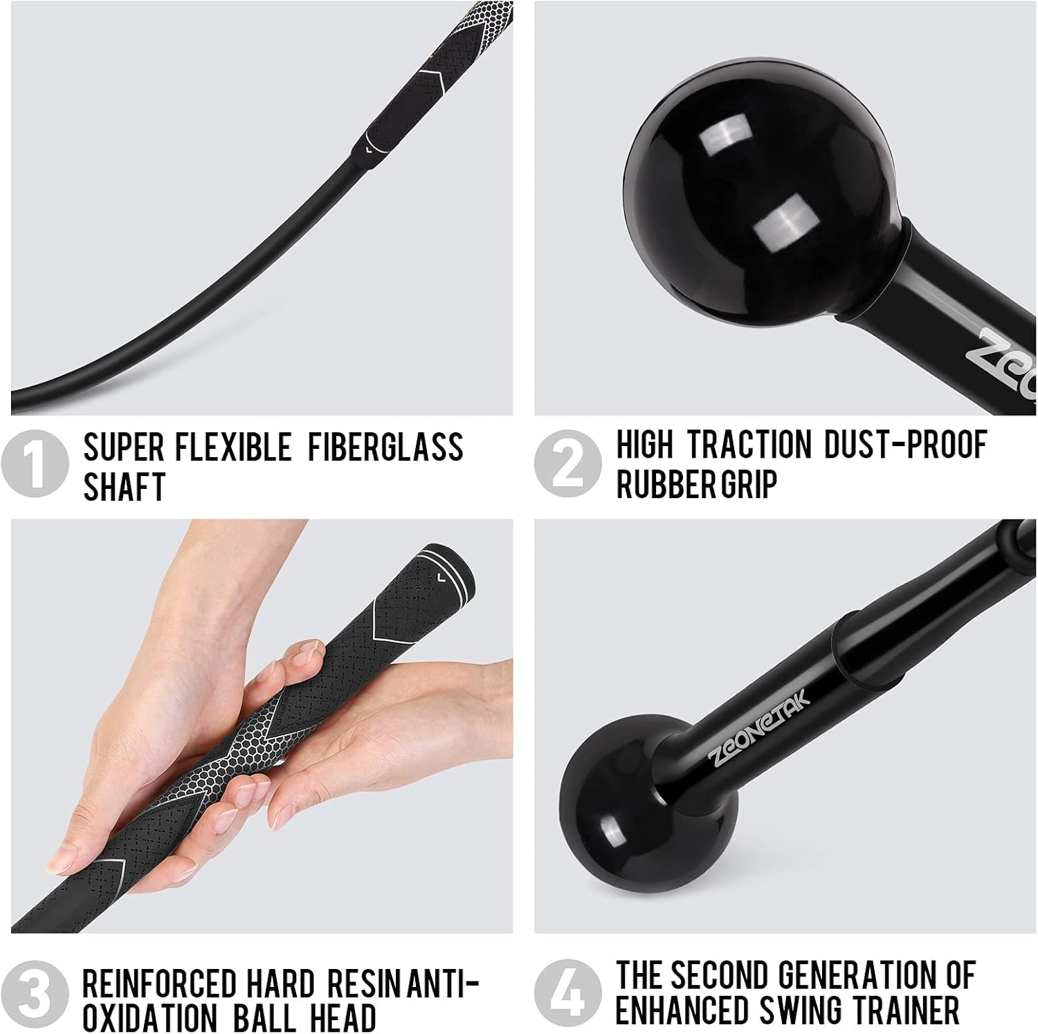 Golf Swing Trainer Aid - Golf Swing Training, Practice Warm-Up Stick for Strength,Rhythm, Flexibility, Tempo, and Balance Suit for Indoor & Outdoor (40 Inches, Black)
