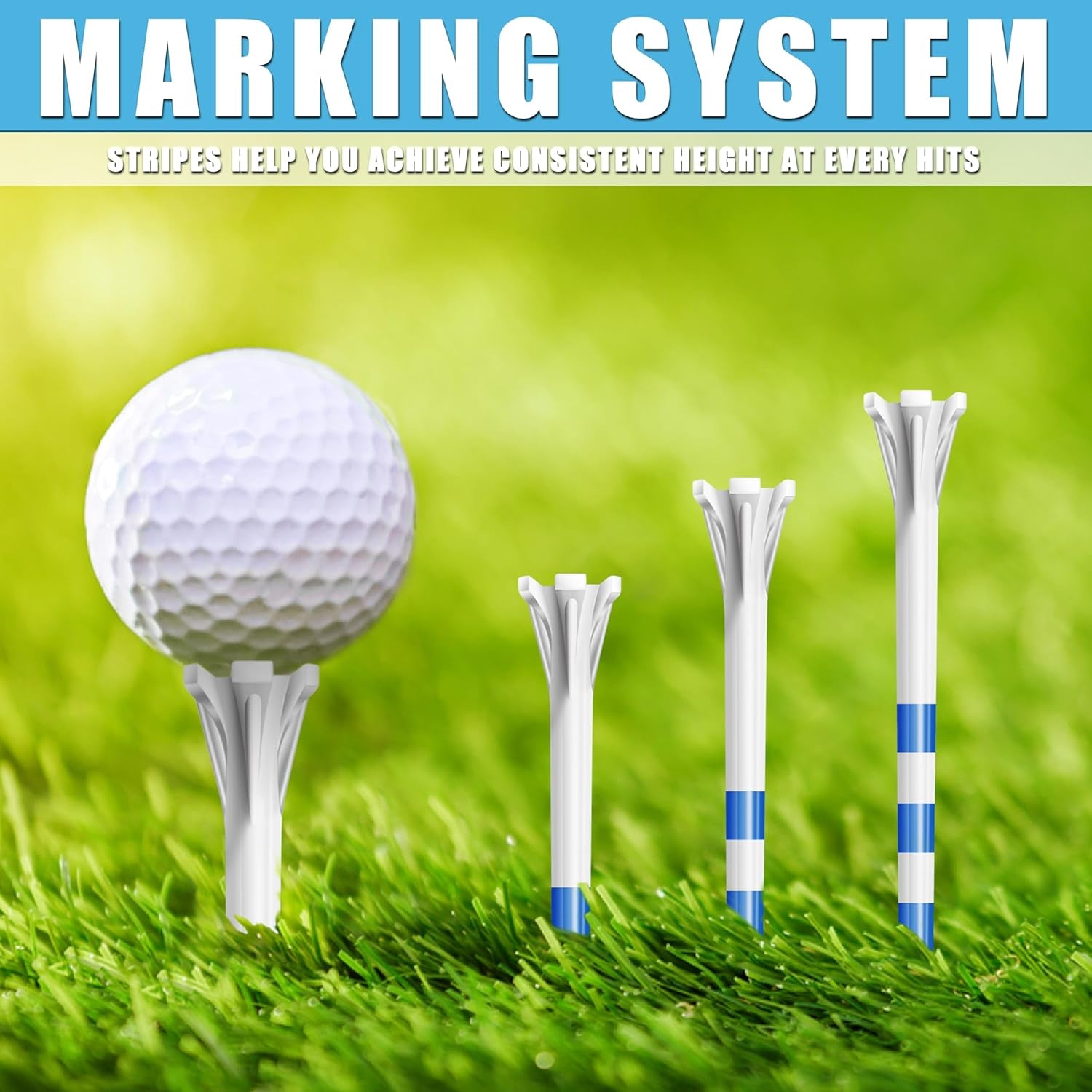 Advanced 5-Prong Plastic Golf Tees 100 Pack - 50% Ball Contact Surface Optimization with Longer Distance Performance Golf Tees Plastic