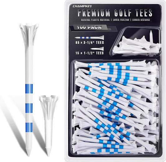 Advanced 5-Prong Plastic Golf Tees 100 Pack - 50% Ball Contact Surface Optimization with Longer Distance Performance Golf Tees Plastic