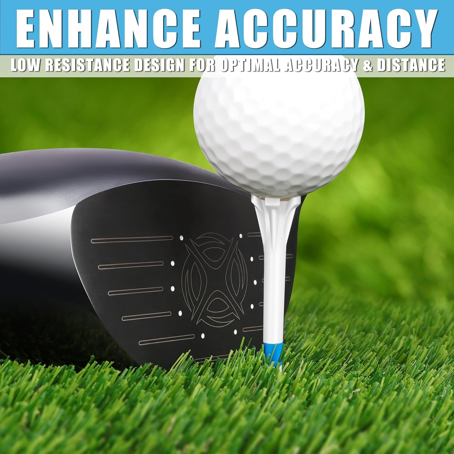 Advanced 5-Prong Plastic Golf Tees 100 Pack - 50% Ball Contact Surface Optimization with Longer Distance Performance Golf Tees Plastic